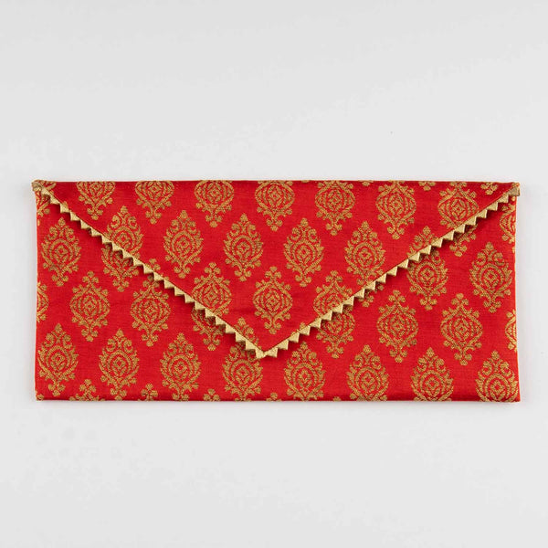 Red Brocade Reusable Cloth Envelope