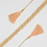Beige & Peach Golden Embroidered Belt