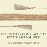 Beige & Peach Golden Embroidered Belt